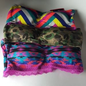 New 3 Piece Padded Bandeaus Size M